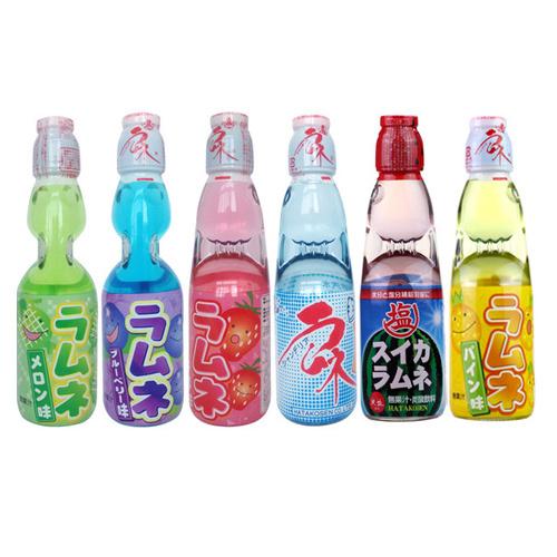 日本原瓶进口哈达哈塔波子汽水含弹珠200ml组合装碳酸饮料6支装