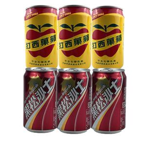 台湾进口碳酸水果饮料6罐组合装 大西洋苹果西打3罐 黑松沙士3罐